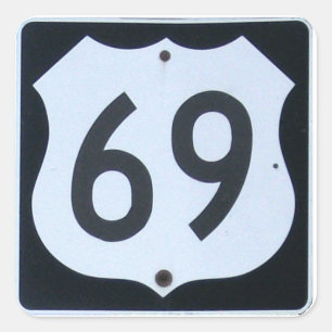Adesivo Quadrado Sinal de rota 69 US HIghway