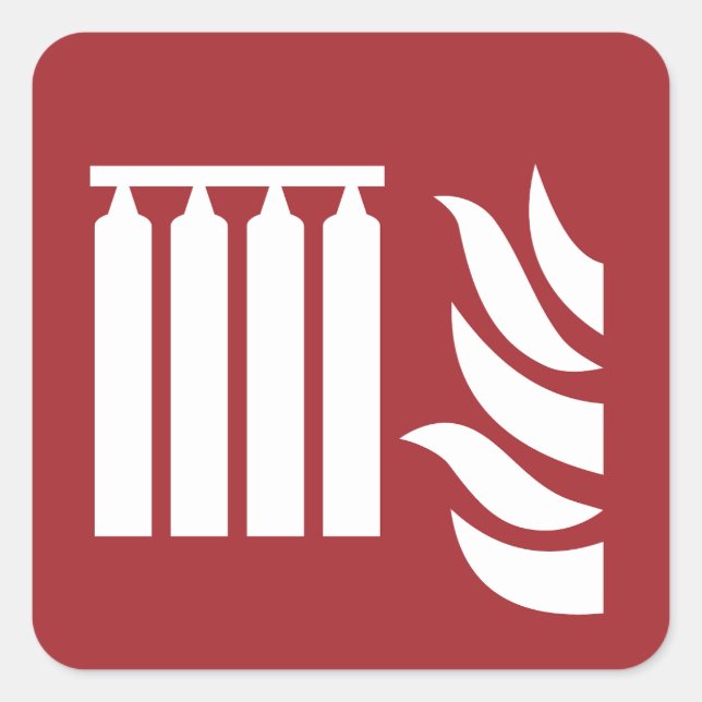 Adesivo Quadrado Sinal de segurança da bateria de extinção de incên (Frente)