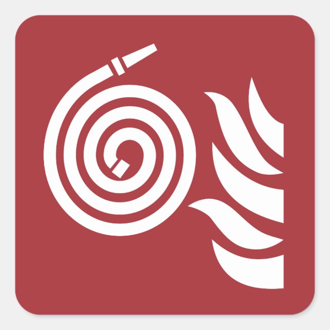 Adesivo Quadrado Sinal de segurança da mangueira de incêndio (Frente)