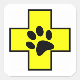 Adesivo Quadrado sinal de símbolo veterinário de ajuda animal