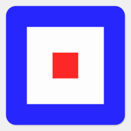 Adesivo Quadrado Sinal de Sinalizador Náutico - Letra W (Whiskey)