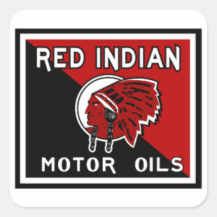 Adesivo Quadrado Sinal de vintagem do Red Indian Motor Oils