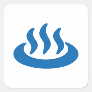 Adesivo Quadrado Sinal do japonês do 温泉 do primavera quente do