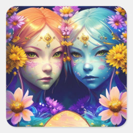 Adesivo Quadrado Sinal Gemini Zodiac