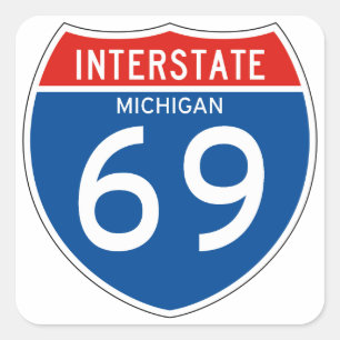 Adesivo Quadrado Sinal Interestadual 69 - Michigan