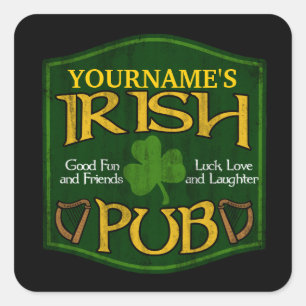 Adesivo Quadrado Sinal irlandês personalizado do bar
