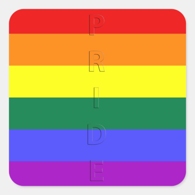 Adesivo Quadrado Sinalizador arco-íris do orgulho LGBT (Frente)