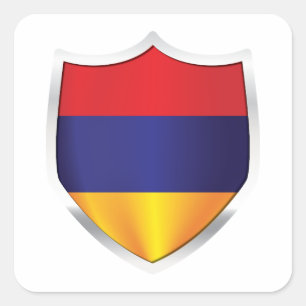 Adesivo Quadrado Sinalizador de blindagem de prata da Armênia