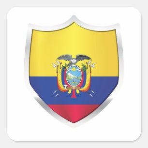 Adesivo Quadrado Sinalizador de blindagem de prata do Equador
