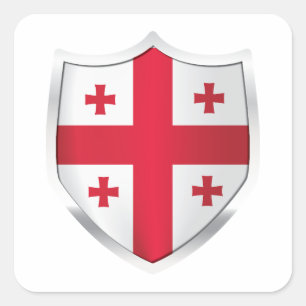 Adesivo Quadrado Sinalizador de Escudo de Prata da Georgia