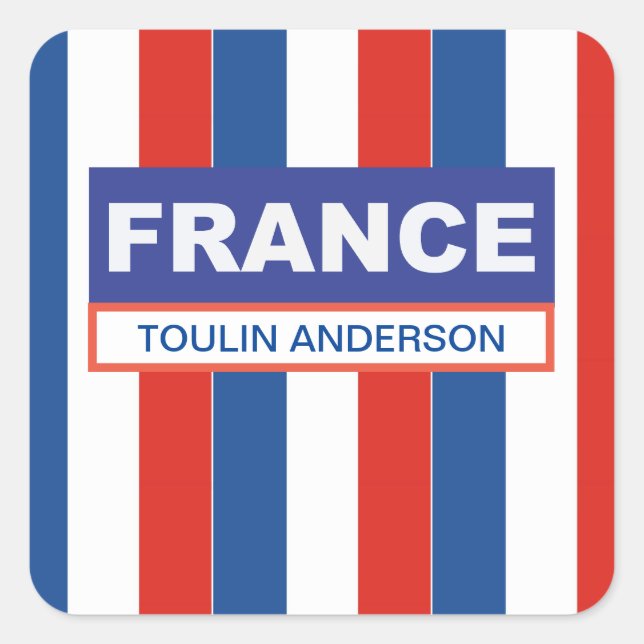 Adesivo Quadrado Sinalizador de França Personalizado (Frente)
