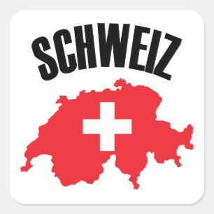 Adesivo Quadrado Sinalizador de Mapa de Suiça Schweiz