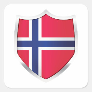 Adesivo Quadrado Sinalizador de proteção de Prata da Noruega