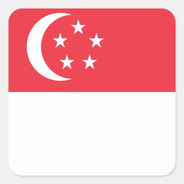 Adesivo Quadrado Sinalizador de Singapura (Frente)