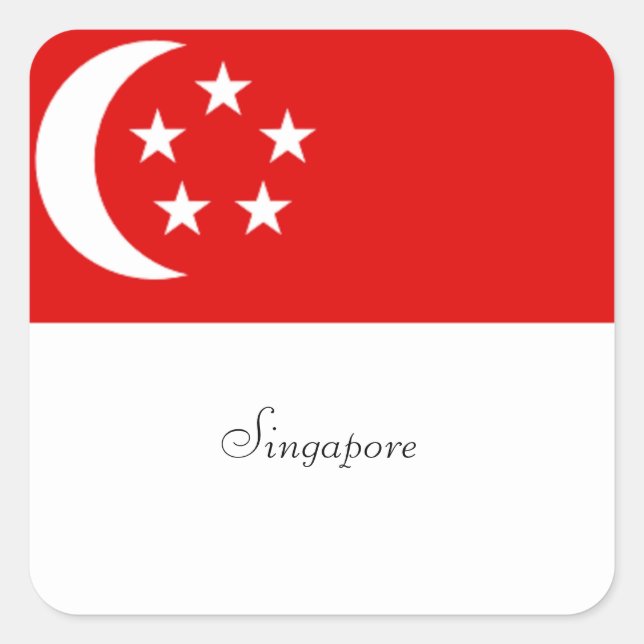 Adesivo Quadrado Sinalizador de Singapura, rotulado (Frente)