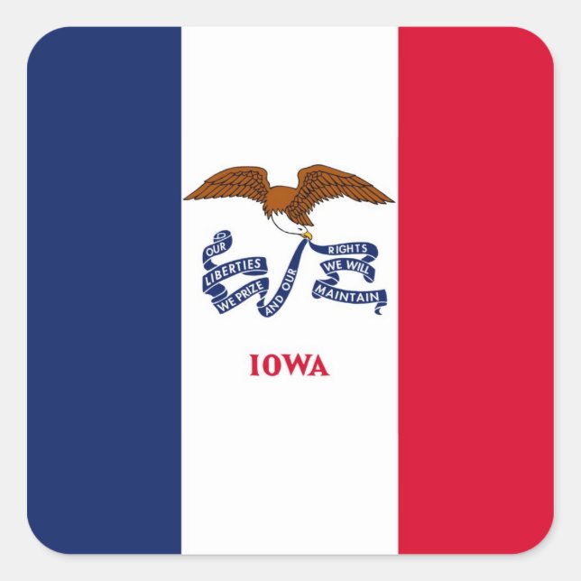 Adesivo Quadrado Sinalizador do Estado de Iowa (Frente)