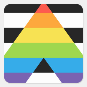 Adesivo Quadrado Sinalizador do Orgulho Ally do Hetero LGBTQ