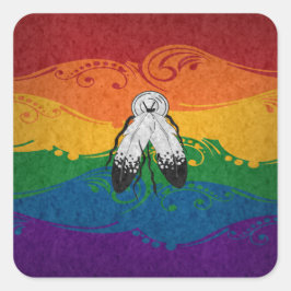 Adesivo Quadrado Sinalizador do Orgulho Dois Espiritantes e Trocado