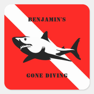 Adesivo Quadrado Sinalizador e tubarão de mergulho personalizados