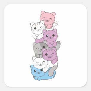 Adesivo Quadrado Sinalizador Intergênero Orgulho Gato Lgbtq Cute Ga