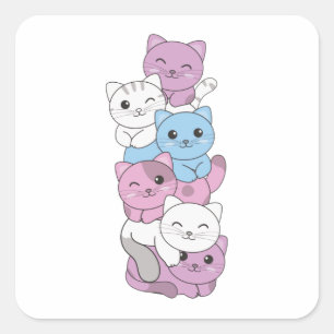Adesivo Quadrado Sinalizador Intersexual Orgulho Gato Lgbtq Stic Ga