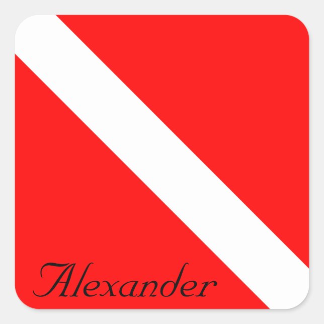 Adesivo Quadrado Sinalizador SCUBA de Discador Personalizado Vermel (Frente)