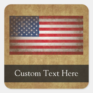 Adesivo Quadrado Sinalizador Vintage American com Texto Personaliza