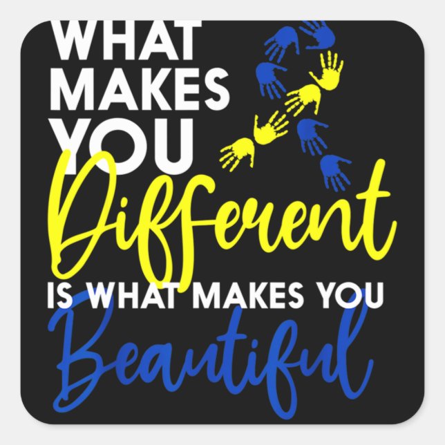 Adesivo Quadrado Síndrome de Down Sensibilização Cardíaca Borboleta (Frente)