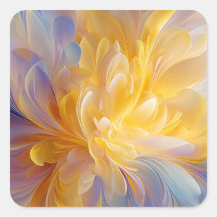 Adesivo Quadrado Sinfonia Dourada de Pétalas Abstratas em Flor