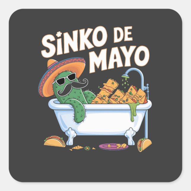 Adesivo Quadrado Sinko de Mayo Cinco De Mayo Cactus Funny (Frente)