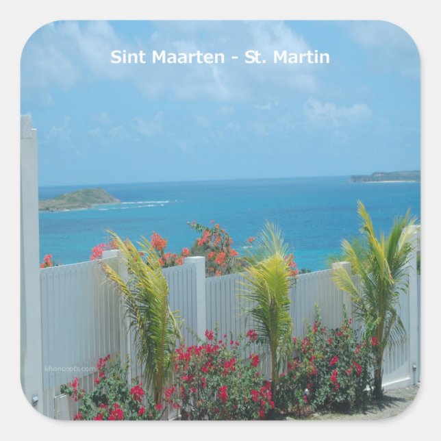 Adesivo Quadrado Sint Maarten - Rua. Martin Ocean Blue Seascape (Frente)