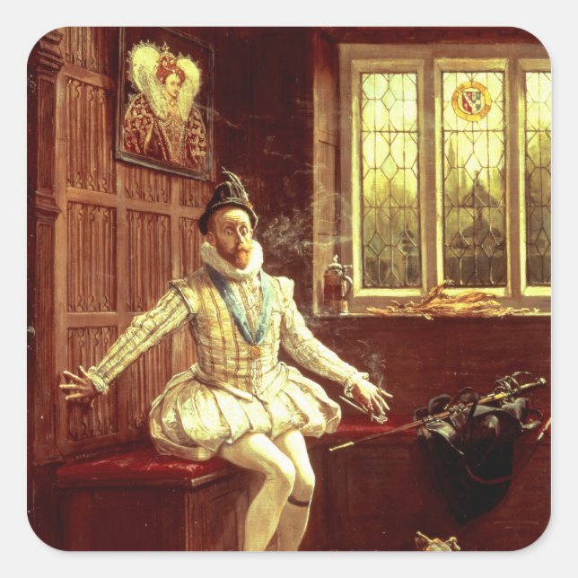 Adesivo Quadrado Sir Walter Raleigh é o primeiro fumante (Frente)