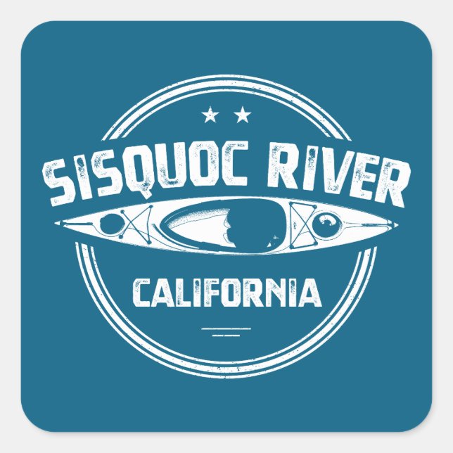 Adesivo Quadrado Sisquoc River California Kayaking (Frente)