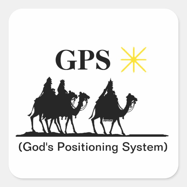 Adesivo Quadrado Sistema de posicionamento de Deus do GPS (Frente)