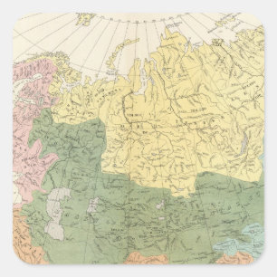 Adesivo Quadrado Sistemas fluviais da Ásia, Europa