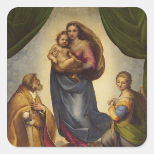 Adesivo Quadrado Sistina Madonna por Rapahel