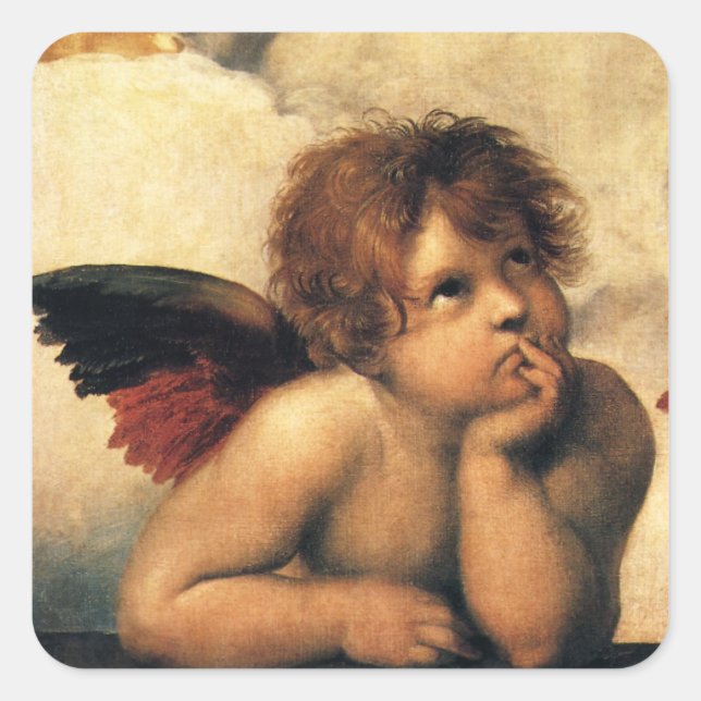 Adesivo Quadrado Sistine Madonna Angels por Raphael Sanzio (Frente)