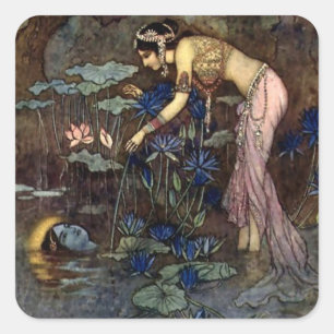 Adesivo Quadrado "Sita Finds Rama" por Warwick Goble