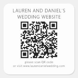 Adesivo Quadrado Site de Casamento Branco Preto do Código QR