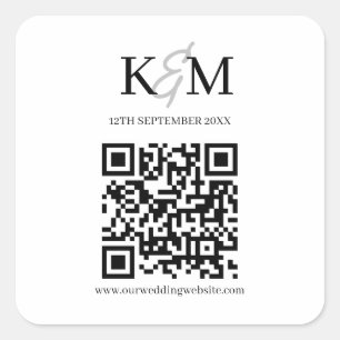 Adesivo Quadrado Site de Casamento de Código QR de Casamento Minima
