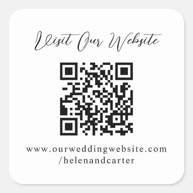 Adesivo Quadrado Site de Casamento Online do Código QR (Frente)