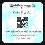 Adesivo Quadrado site de casamento simples minimal QR code adicione<br><div class="desc">Desenhado para o seu casamento</div>