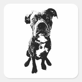 Adesivo Quadrado Sitting Dog Sticker – Minimalist Black Ink Pose