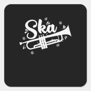 Adesivo Quadrado Ska Trompete Swing Jazz Musikstil