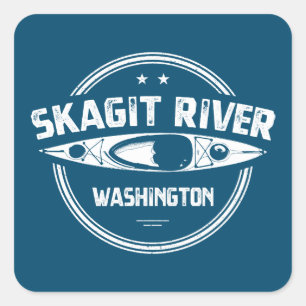 Adesivo Quadrado Skagit River Washington Kayaking