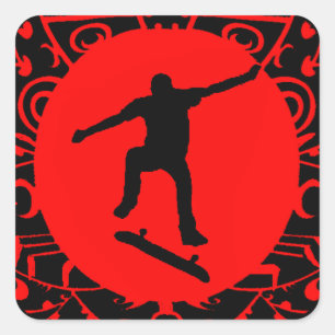 ADESIVO QUADRADO SKATE NO VERMELHO
