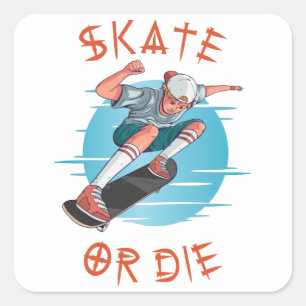 Adesivo Quadrado Skate ou chip Skateboarder Boy Square Sticker