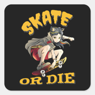 Adesivo Quadrado Skate ou chip Skateboarder Girl Square Sticker