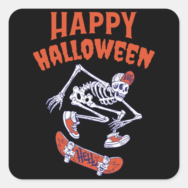Adesivo Quadrado Skateboard Halloween (Frente)