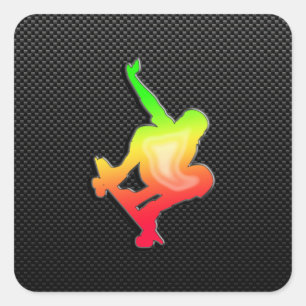 Adesivo Quadrado Skateboarding lustroso